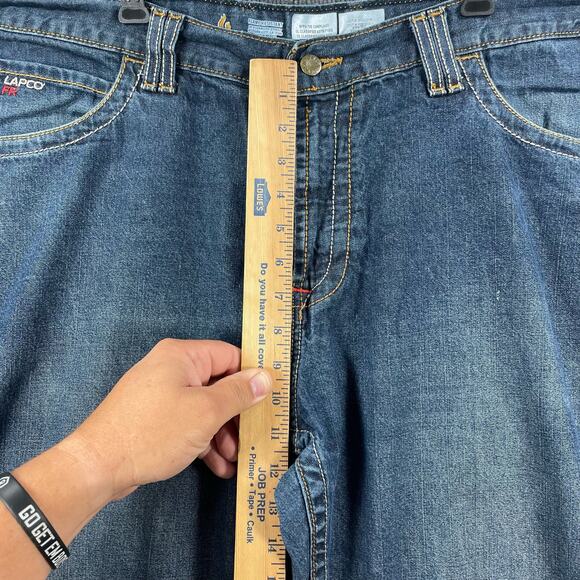 Lapco FR Fire Resistant Modern Jeans Men's 38X34 Actual (39X33) Blue Dark Wash - Picture 4 of 12